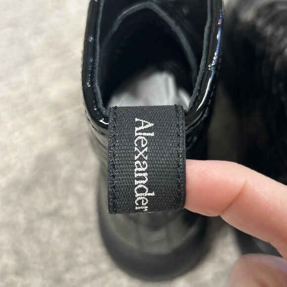 Alexander McQueen Croc Effect Boots Womens 38.5E US 8.5 Black Combat New - Picture 7 of 16